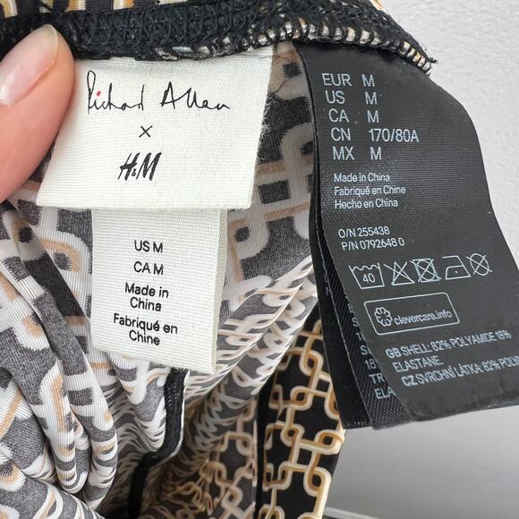 Richard Allan x H&M Brown Yellow Leggings Geometric High-Rise Pull-On Sz Medium - Picture 5 of 6